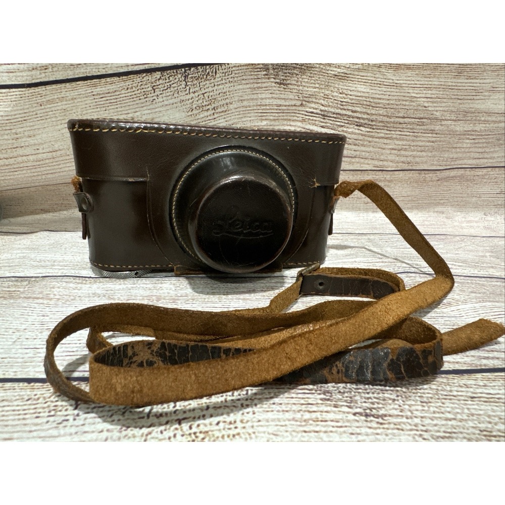Vintage Brown Leather Film Camera Case with Strap Germany for Leica